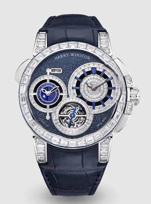 Review Harry Winston Ocean Tourbillon GMT Worldtimer OCEATG46WW002 watch Replica